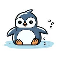 Cute penguin cartoon vector illustration isolated on a white background.