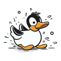 Cartoon funny duck. Vector illustration. Isolated on white background.