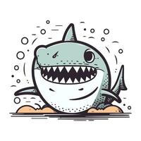 Cartoon shark. Vector illustration. Isolated on white background.