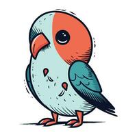 Cute cartoon parrot. Hand drawn vector illustration isolated on white background.