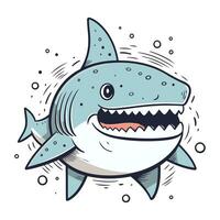 Cute cartoon shark. Vector illustration isolated on a white background.