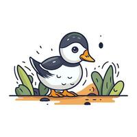 Cute cartoon penguin. Vector illustration isolated on white background.