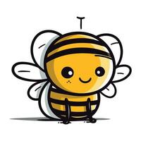 Cute cartoon bee isolated on a white background. Vector illustration.