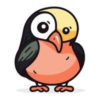 Cute cartoon bird. Vector illustration. Isolated on white background.