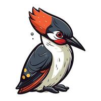 vector ilustración de un genial manchado pájaro carpintero en dibujos animados estilo.