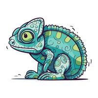 Cartoon chameleon. Vector illustration isolated on white background.