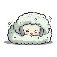 Sheep sleeping in the cloud character vector illustration. Cute cartoon sheep sleeping.