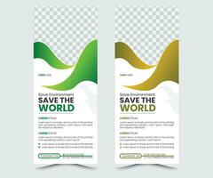 Nature Rollup Banner and Standee Banner Layout design template With Green Accents vector