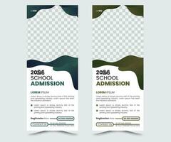 School Admission Open Roll Up Banner Design Template And Designs Of Back To School vector