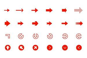 Red Arrow icon set, design element. vector icon of arrow