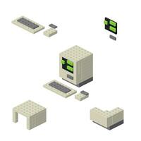 Concept with retro computer in isometric style for printing and design.Vector illustration. vector