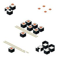 Concept with sushi in isometric style for print and design.Vector illustration. vector