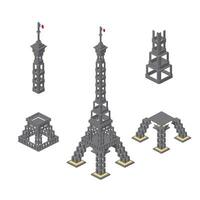 Concept with the Eiffel Tower in isometric style for print and design.Vector illustration. vector