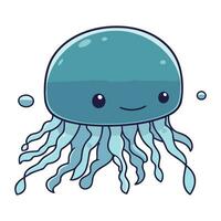 Cute cartoon jellyfish. Vector illustration isolated on white background.