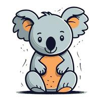 Cute cartoon koala sitting on the ground. Vector illustration.