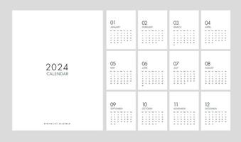 Calendar 2024 Trendy Minimalist Style. Set of 12 pages desk. 2024 minimal calendar planing vector  for printing template