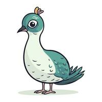 Vector illustration of a cute cartoon pigeon isolated on a white background.