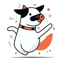 linda perro corriendo y saltando vector ilustración en plano estilo.