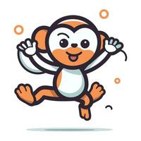 Monkey running vector illustration. Cute cartoon funny animal character.