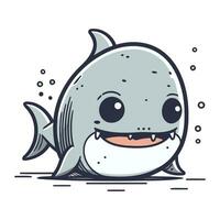 Cute cartoon shark. Vector illustration. Isolated on white background.