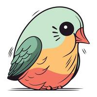 Vector illustration of a cute cartoon parrot on a white background.