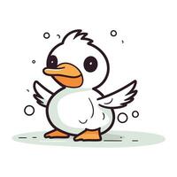 Cute little penguin cartoon vector illustration. Cute little penguin character.