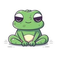 Cute cartoon frog isolated on white background. Vector illustration of funny frog.