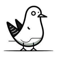 Cute cartoon doodle bird isolated on white background. Vector illustration.