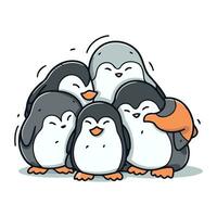 linda pingüino familia. vector ilustración de un dibujos animados pingüino familia.