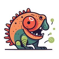 Cute cartoon dinosaur. Vector illustration. Isolated on white background.