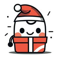 Cute santa claus character with gift box vector illustration.