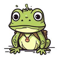 Cute cartoon frog. Vector illustration isolated on a white background.