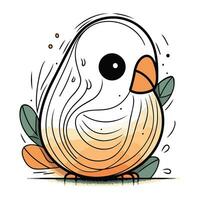 Cute baby bird. Hand drawn vector illustration. Cartoon style.