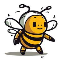 linda dibujos animados abeja. vector ilustración aislado en un blanco antecedentes.