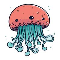 Cartoon jellyfish. Vector illustration of a cute jellyfish.