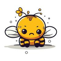 cute bee cartoon character vector illustration design. cute bee emoticon