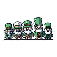 Cartoon Leprechauns. St. Patricks Day vector illustration.