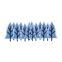 Pine forest icon. Flat color design. Vector Illustrations. Illustration of a forest or collection of plants when winter arrives. Representation of the atmosphere winter