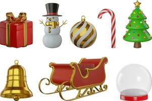 set of christmas elements. collection of 3d realistic objects vector