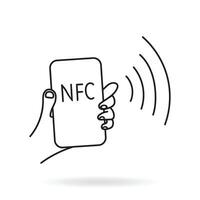 cerca campo comunicación, nfc móvil teléfono, nfc pago con móvil teléfono teléfono inteligente plano vector icono para aplicaciones y sitios web