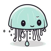 Cute jellyfish cartoon kawaii icon. Vector illustration.