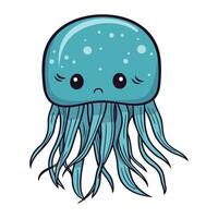 cute jellyfish sea animal kawaii character vector illustration design