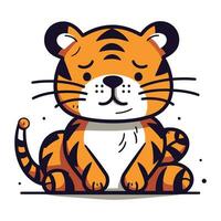 linda dibujos animados Tigre aislado en un blanco antecedentes. vector ilustración.
