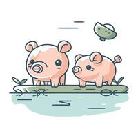 cerdito banco. vector ilustración de un cerdito banco.