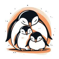 Penguin family. Vector illustration of cute penguin family.