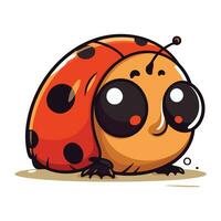 Cute cartoon ladybug isolated on white background. Vector illustration.