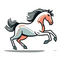 corriendo caballo dibujos animados vector ilustración. aislado en un blanco antecedentes.