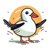 Cute cartoon seagull. Vector illustration on white background.
