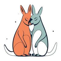 Kangaroo and Kangaroo. Vector illustration in flat style.