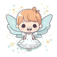 Cute little angel with wings. Vector illustration in cartoon style.